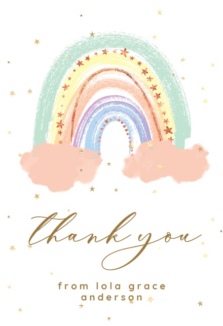 Pastel rainbow - baby shower thank you card