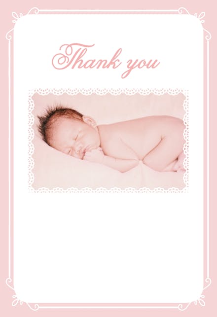 Pink Framed Lace - Baby Shower Thank You Card