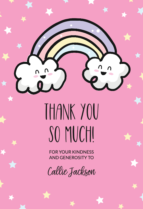 Rainbow clouds - Baby Shower Thank You Card (Free) | Greetings Island