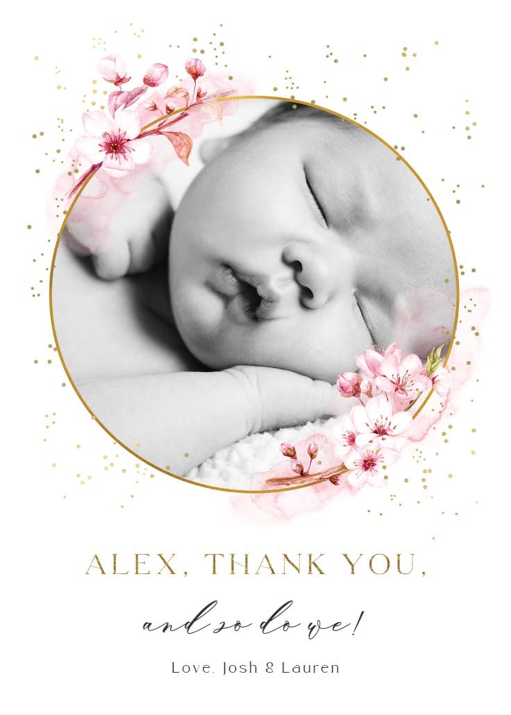 Sakura circle - baby shower thank you card