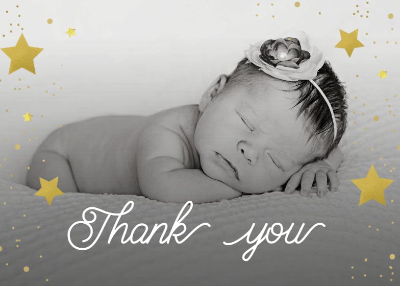 Shiny  and thankful - baby shower thank you card