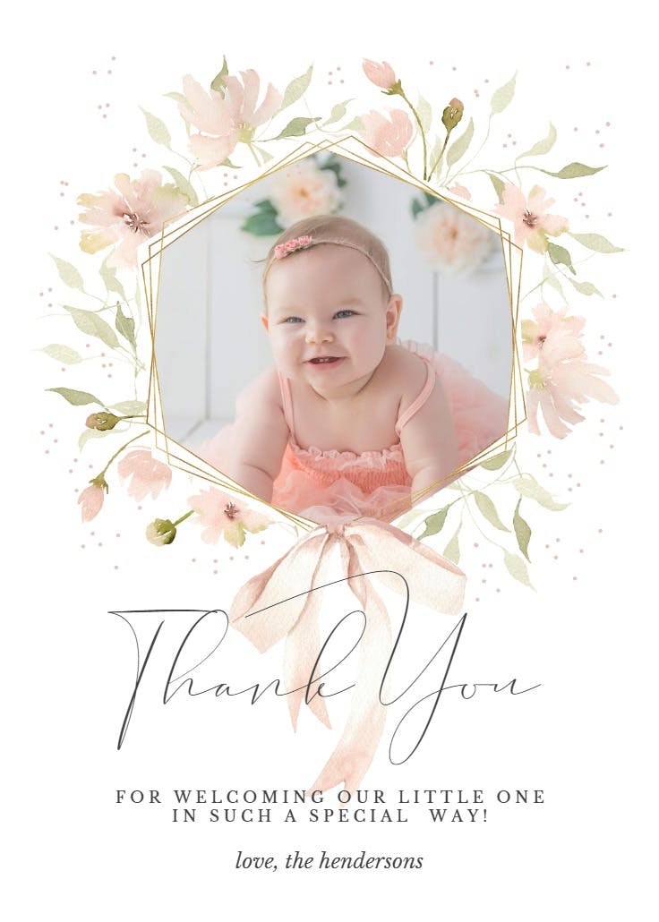 So sweet romantic - baby shower thank you card