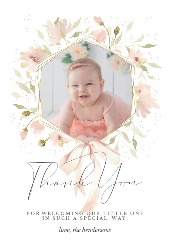 So sweet romantic - baby shower thank you card