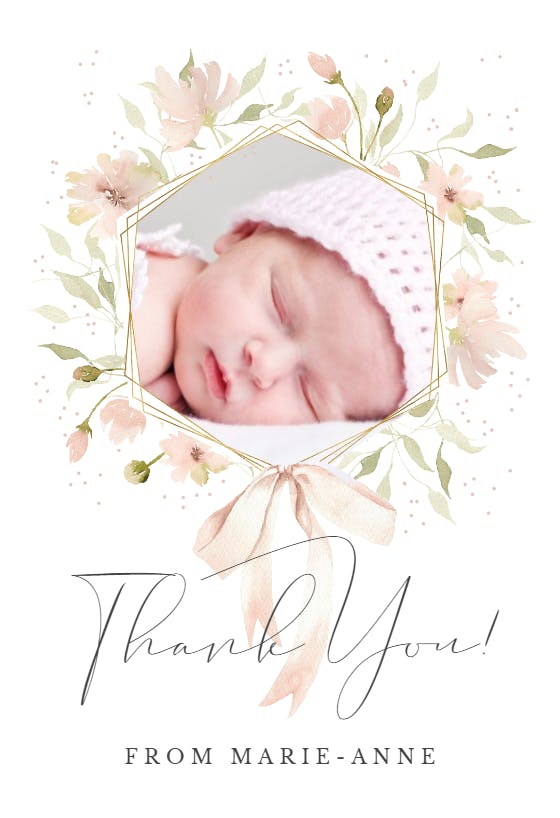 So sweet romantic frame - baby shower thank you card