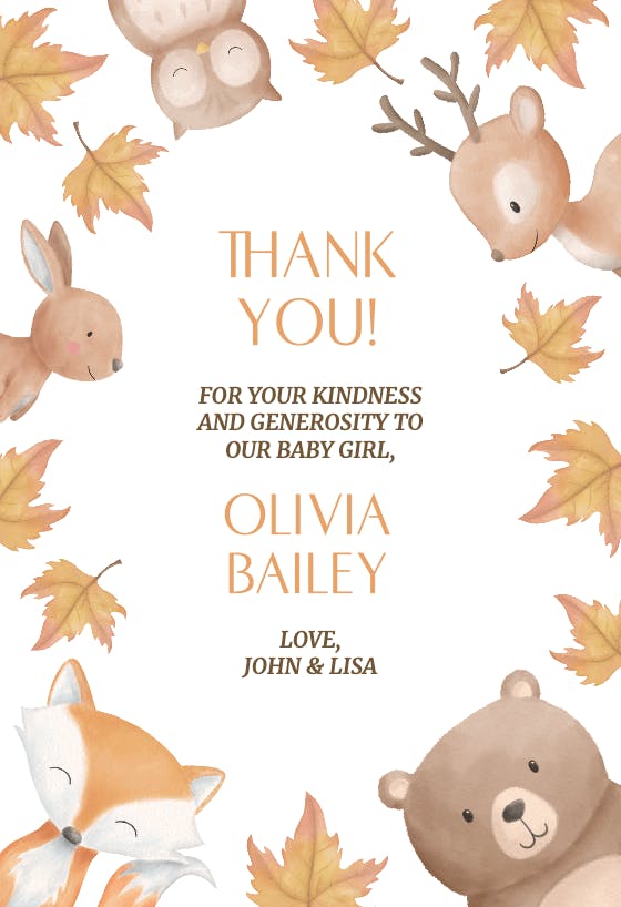 Swaddled sweetness - baby shower thank you card