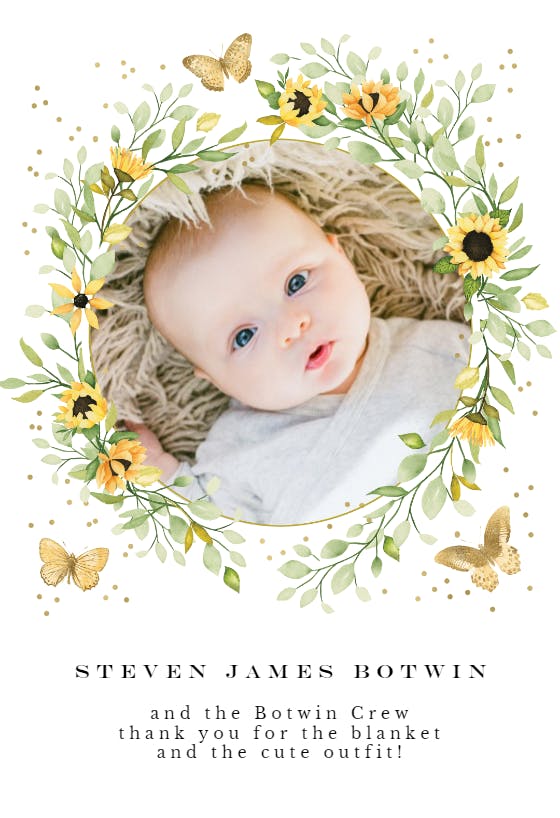 Sweetly sunny - baby shower thank you card