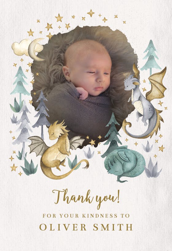 Tamed dinosaurs -  tarjetas de agradecimiento por la bienvenida natal