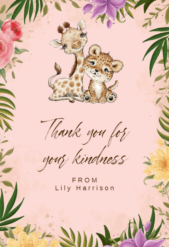 Wild and wonderful baby - baby shower thank you card