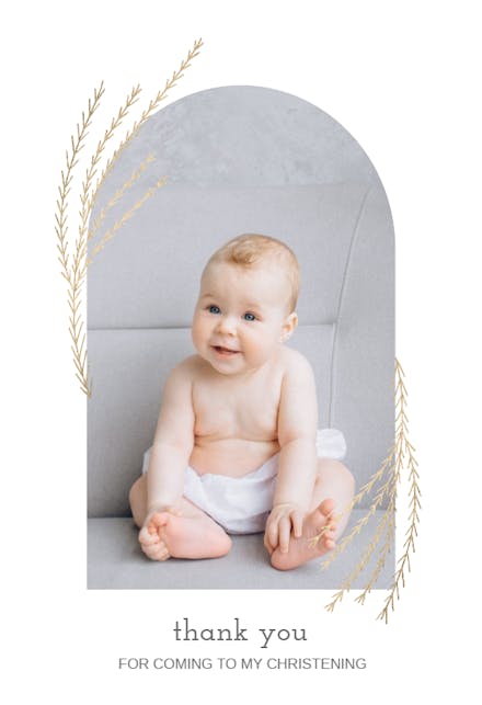 Arch with shiny branches - Baptism Thank You Card