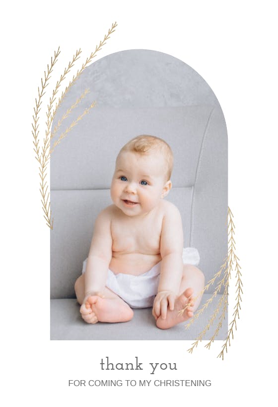 Arch with shiny branches - baptism thank you card