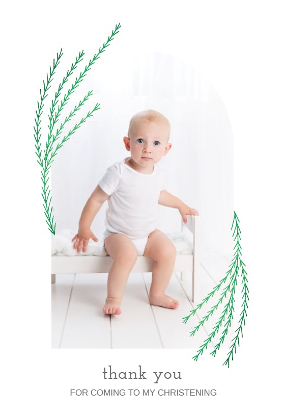 Arch with shiny branches - baptism thank you card