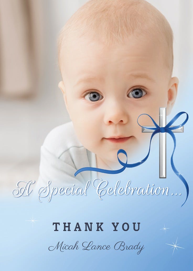 Baby special celebration - baptism thank you card