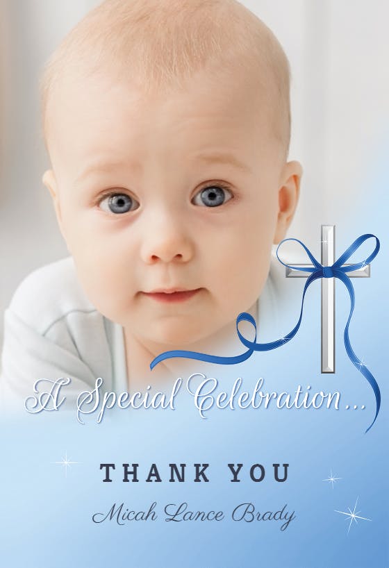 Baby special celebration - baptism thank you card
