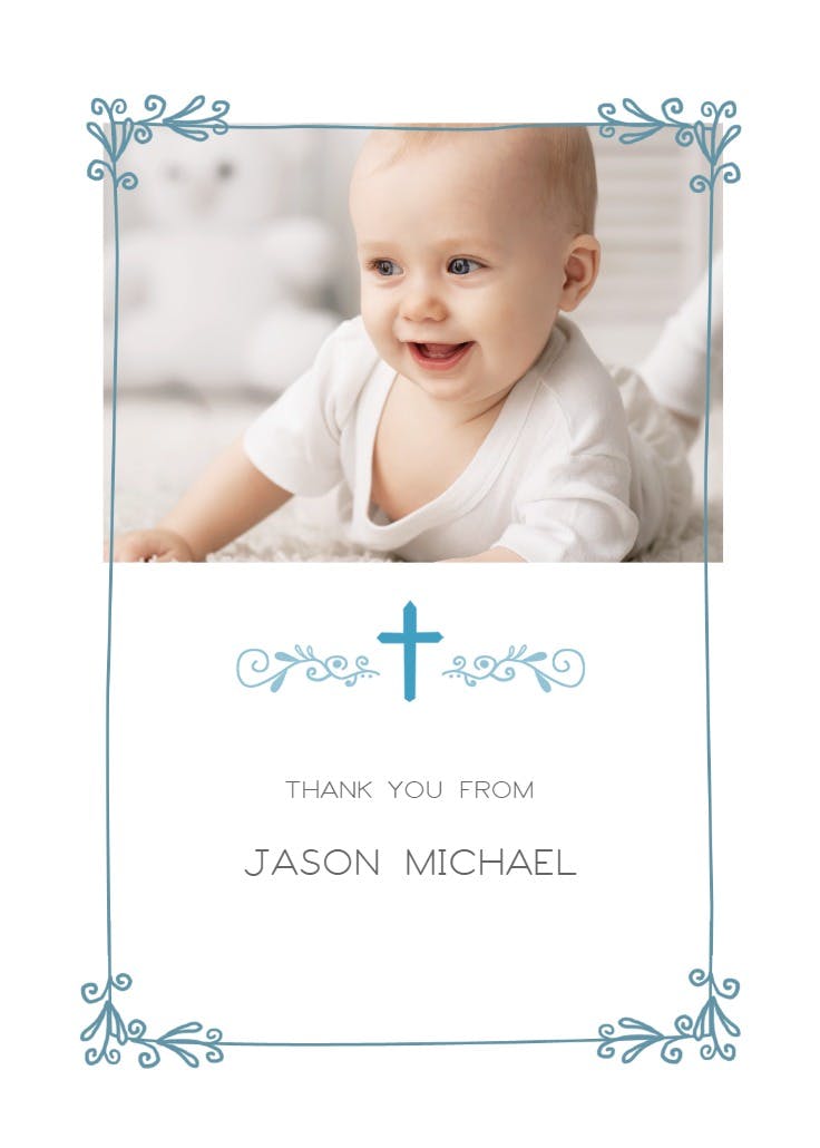 Cross and frame - baptism thank you card