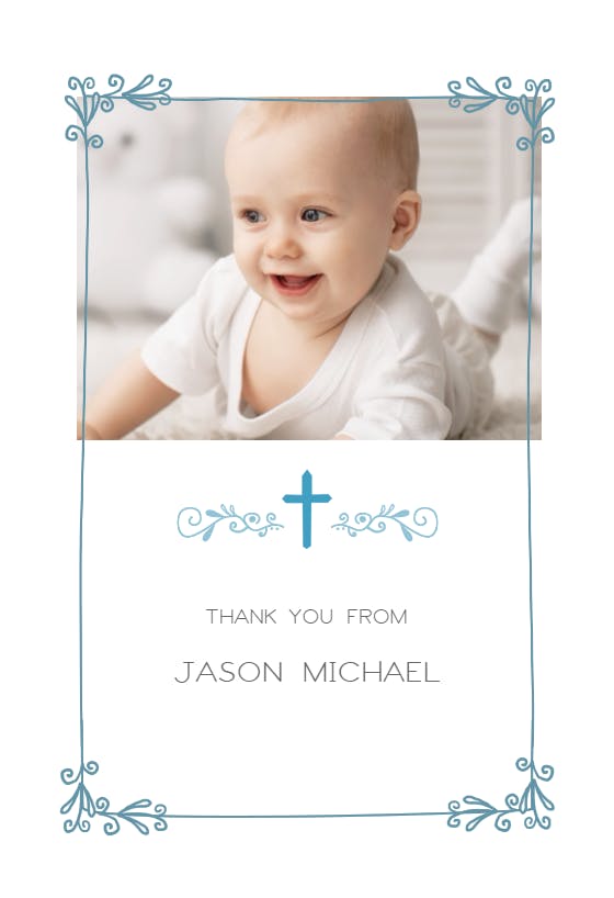 Cross and frame -  tarjeta de agradecimiento por el bautizo gratis