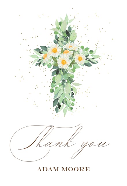 Cross With Sage Green - Baptism Thank You Card | Greetings Island