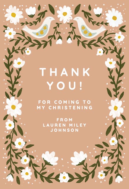 Daisy frame - baptism thank you card