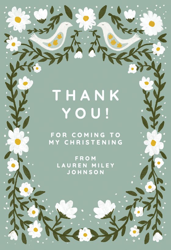 Daisy frame -  tarjeta de agradecimiento por el bautizo