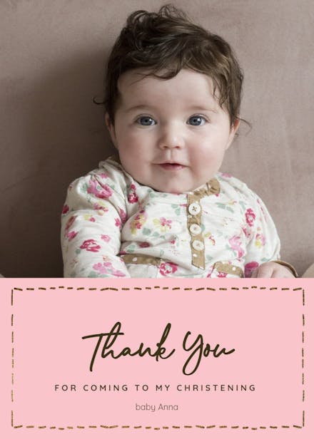 Dotted border - baptism thank you card