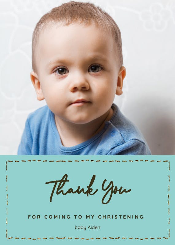 Dotted border - baptism thank you card