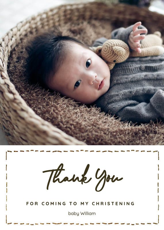 Dotted border - baptism thank you card
