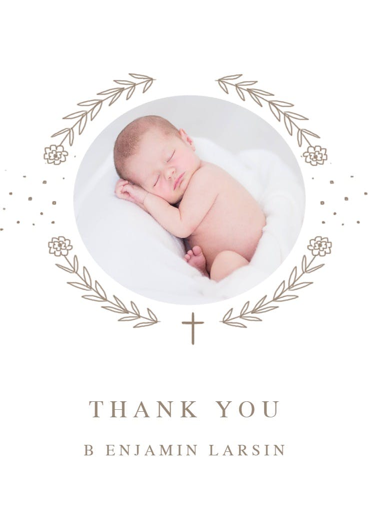 Ribbon cameo - baptism thank you card