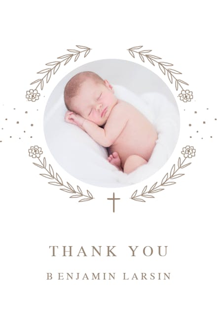 Ribbon cameo - baptism thank you card