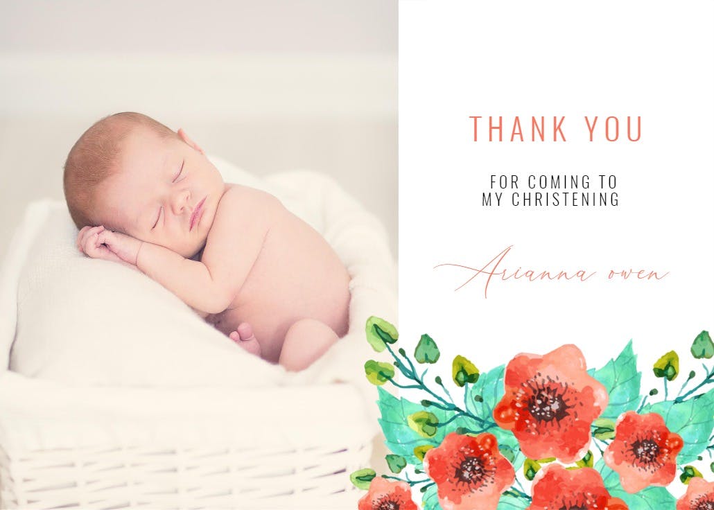 Royal garden - baptism thank you card