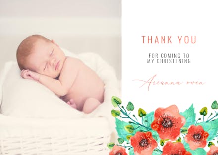 Royal garden - baptism thank you card