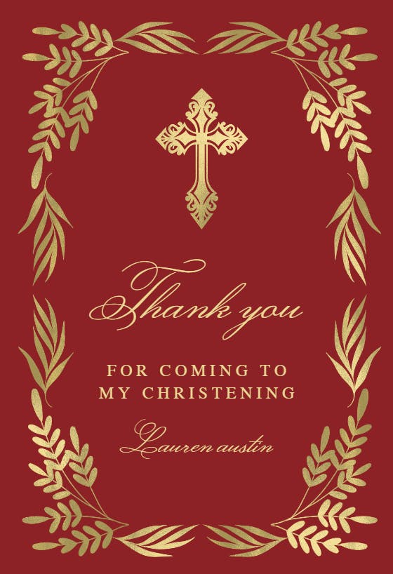 Traditional frame - baptism thank you card
