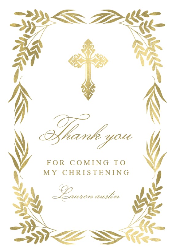 Traditional frame - baptism thank you card