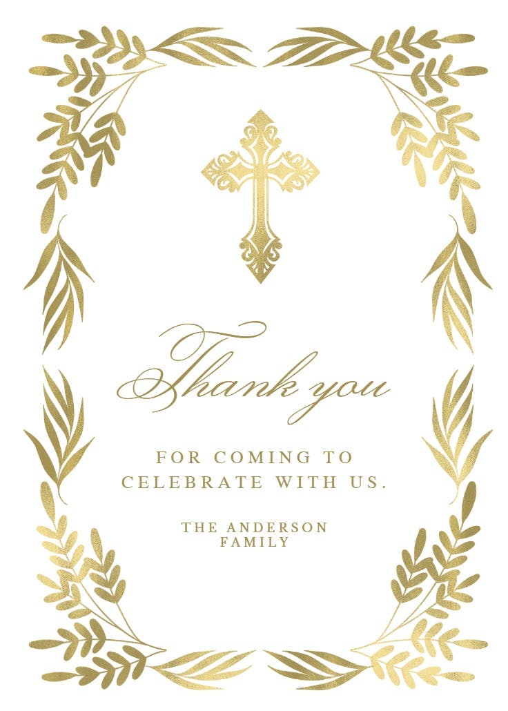Traditional frame - baptism thank you card