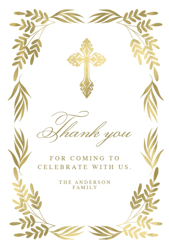 Traditional frame -  tarjeta de agradecimiento por el bautizo gratis