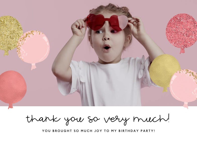 Balloons happiness - birthday thank you card