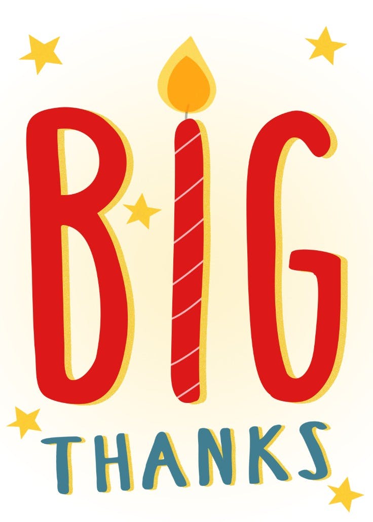 Big thanks - birthday thank you card