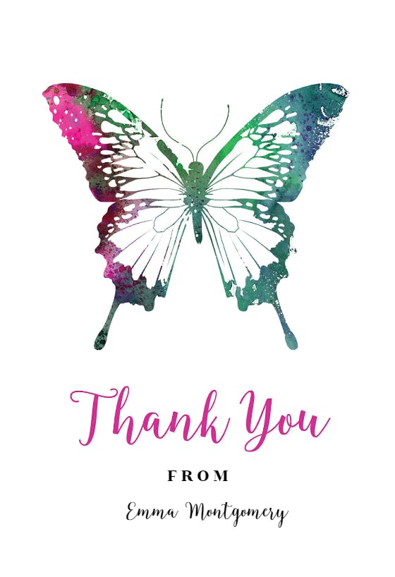 Butterflies - birthday thank you card