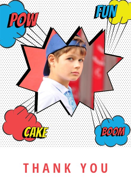 Comic Dots - Birthday Thank You Card