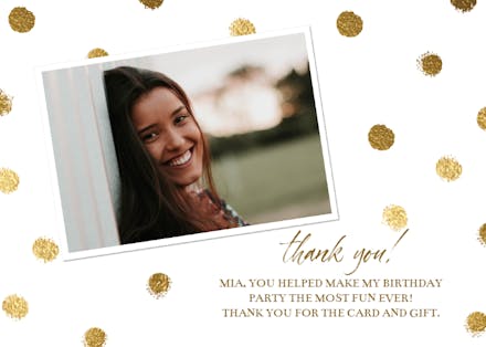 Gold Dots - Birthday Thank You Card