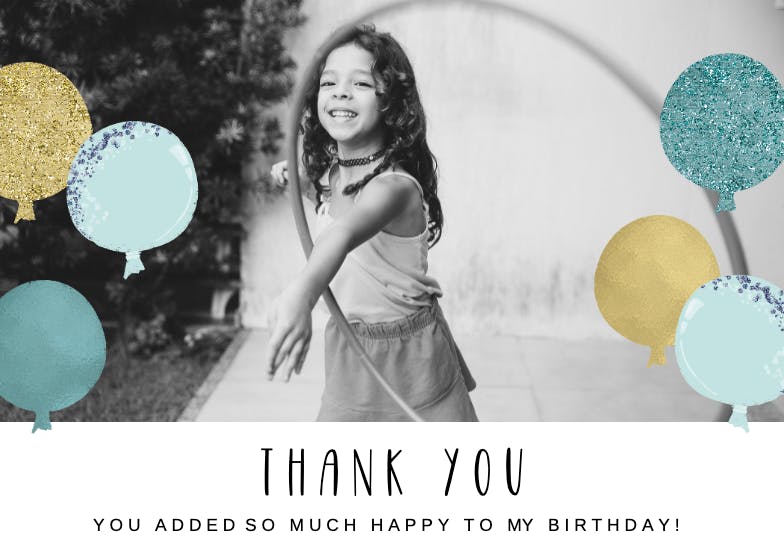 Happy balloons - birthday thank you card