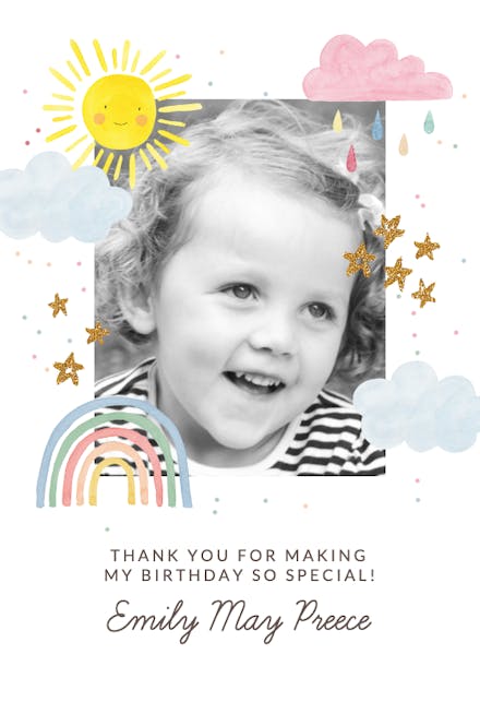 Magical Rainbow - Birthday Thank You Card