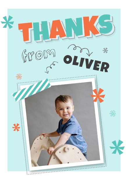 Squiggles & starbursts - birthday thank you card