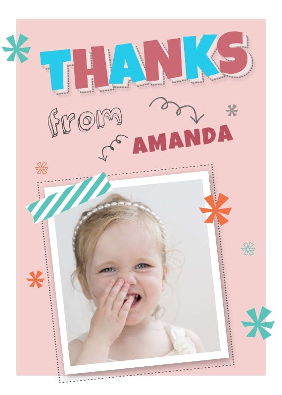 Squiggles & starbursts - birthday thank you card