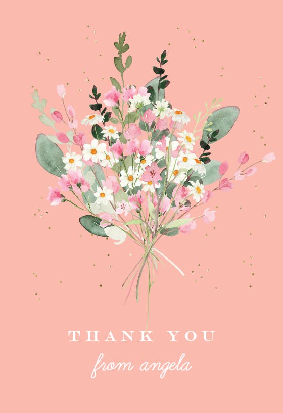 Watercolour bouquet - thank you card