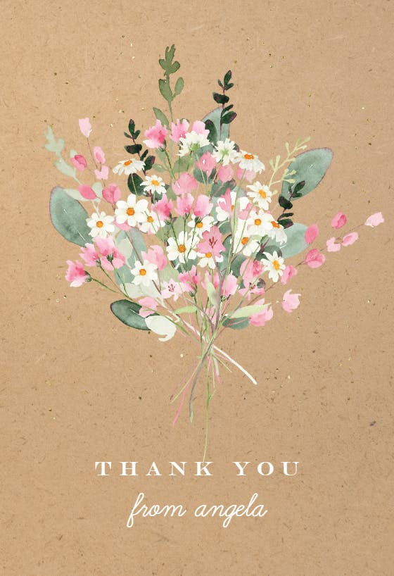 Watercolour bouquet - birthday thank you card