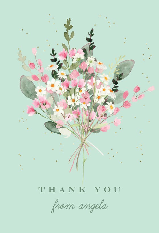 Watercolour bouquet - birthday thank you card