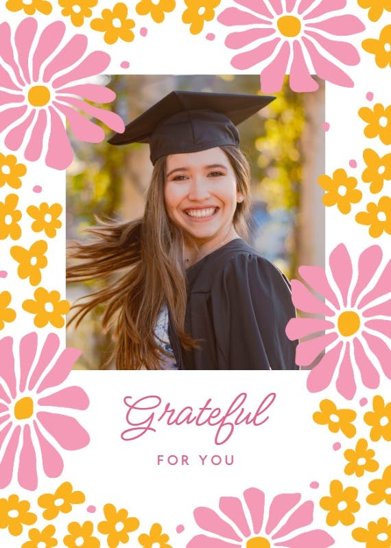 Abstract florals - graduation thank you card