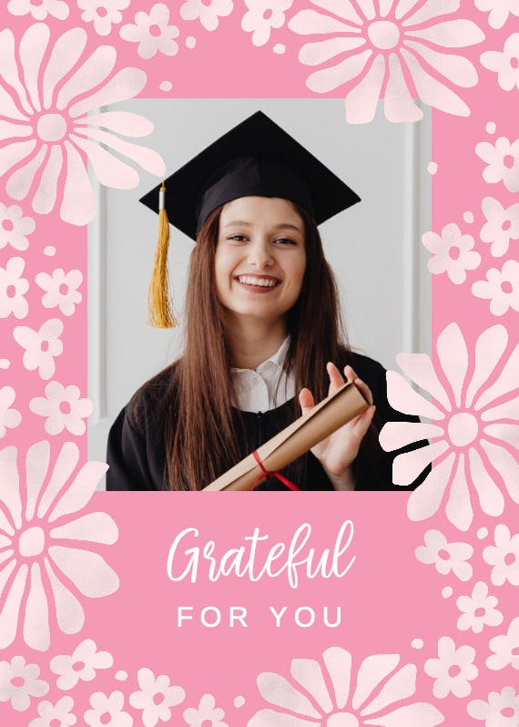Abstract florals -  free graduation thank you card