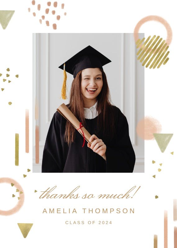 Abstract pastel decoration -  free graduation thank you card