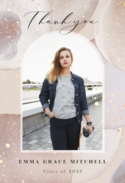 Artsy Abstract with glitters - Graduation Thank You Card