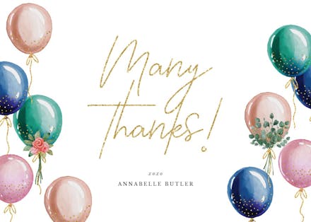 Balloon spray - graduation thank you card